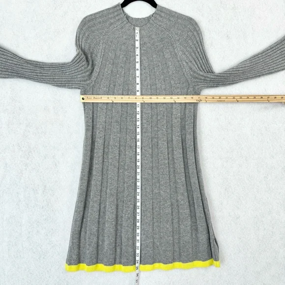 Anthropologie Sweater Dress Womens Small Gray Yellow Rib Knit Bell Sleeves - Picture 11 of 13